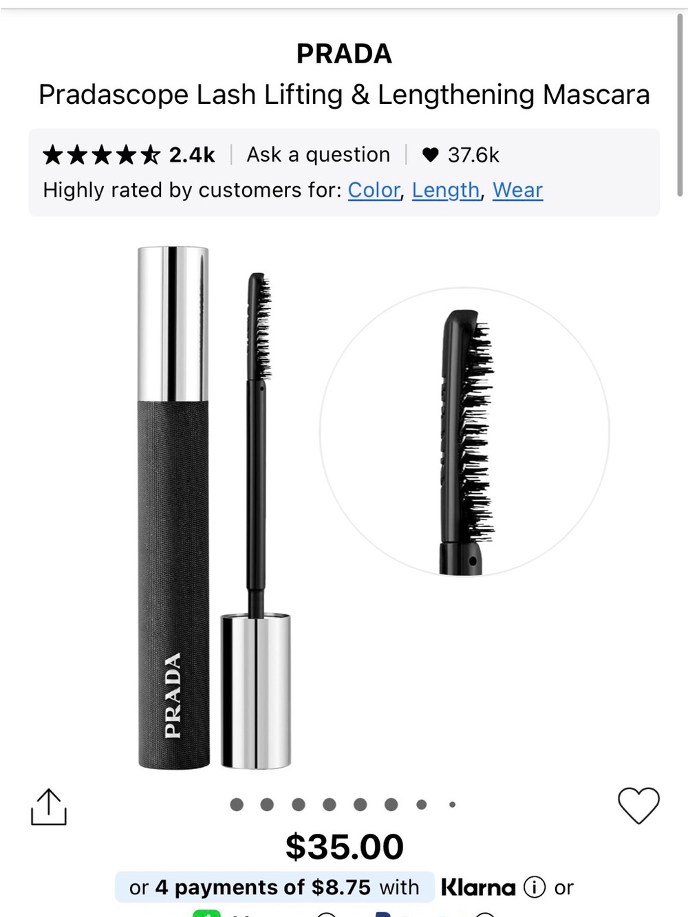 Prada Black Pradascope Lash Lifting & Lengthening Mascara